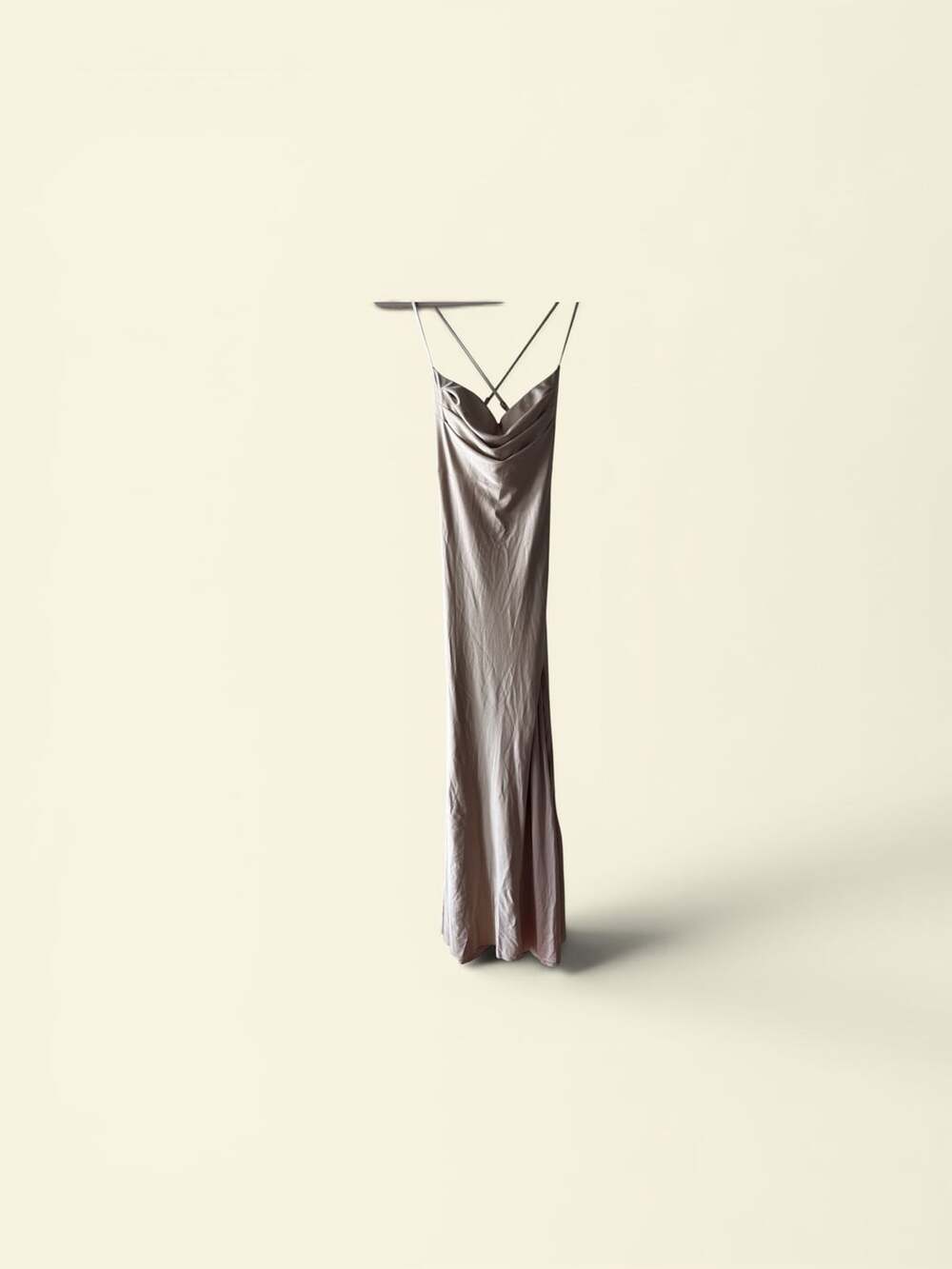 Windsor Cowl Neck Backless Gown in Cafe